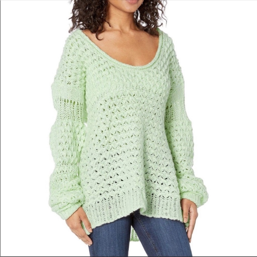 Free People Sweater NWT Crashing Waves Light Green Mint Sweater w/price tags